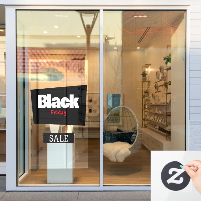 Modernes, trendiges Black Friday Red & Black Store Fensteraufkleber (Schaufenster)