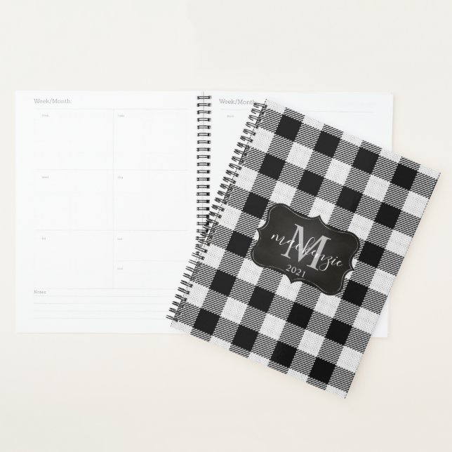 Modernes, trendiges Black & White Buffalo Karierte Planer (Anzeige)