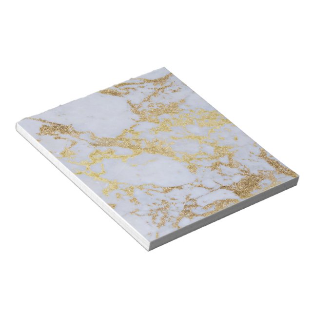 Modernes, trendiges Gold-Glitzer-Marmor Notizblock (angewinkelt)