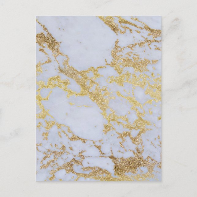 Modernes, trendiges Gold-Glitzer-Marmor Postkarte (Vorderseite)