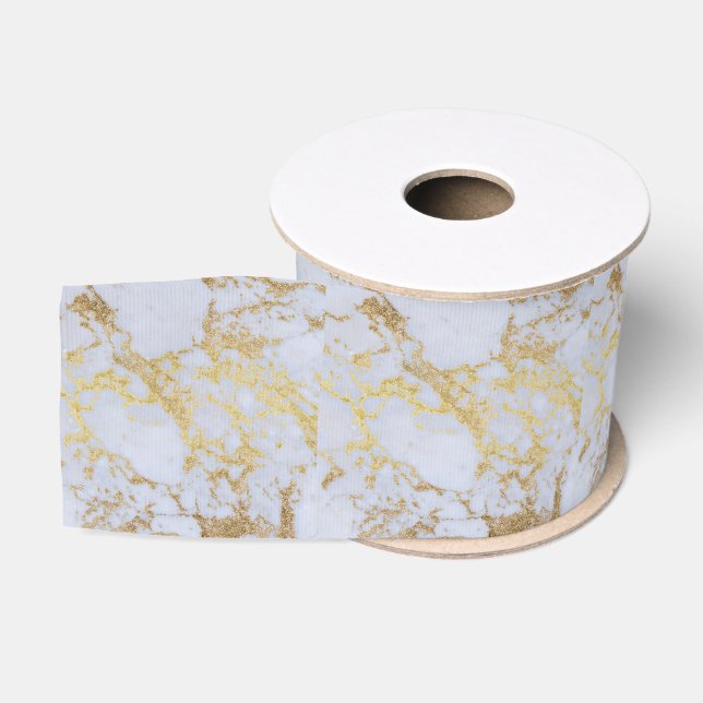 Modernes, trendiges Gold-Glitzer-Marmor Ripsband (Spule)