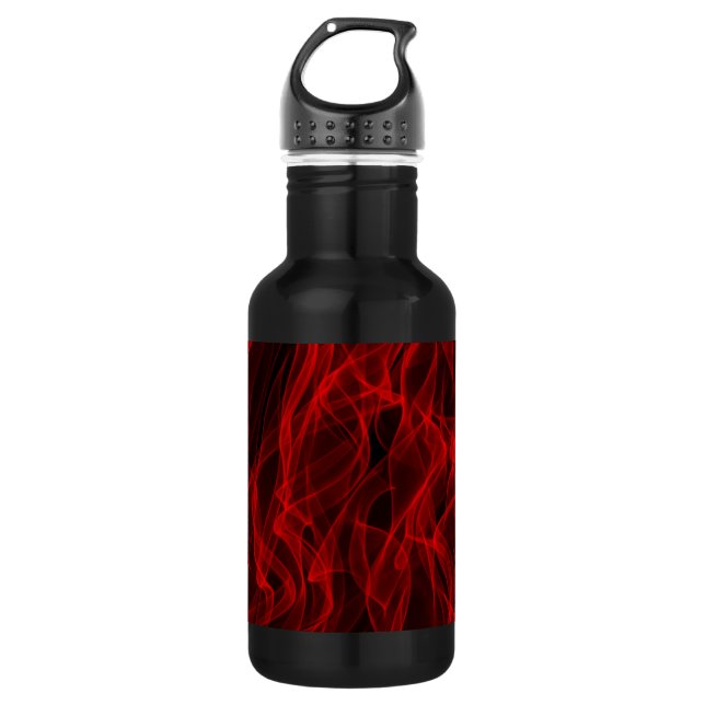 Modernes, trendiges Neon Red Curvy Line Abstraktes Trinkflasche (Vorderseite)