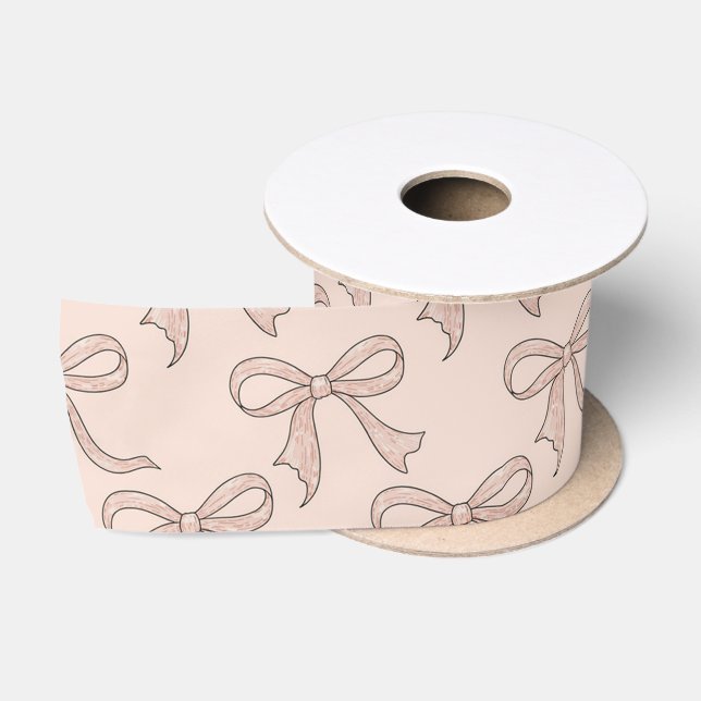 Modernes trendiges Niedliches Coquette Pink Bow Mu Satinband (Spule)