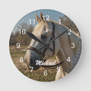 Modernes, trendiges Personalisiertes Foto Reiten L Runde Wanduhr