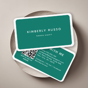 Modernes, trendiges QR-Code grünes Salon Visitenkarte