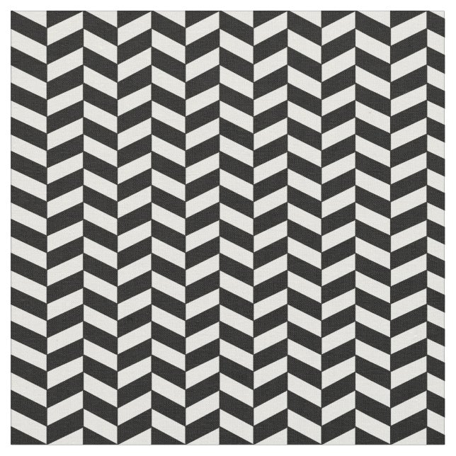 Modernes, trendiges Schwarz-Weiß-Herringbone-Muste Stoff (Nahaufnahme)