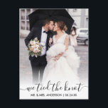 Modernes, trendiges Skript haben wir das KNOT-Over Postkarte<br><div class="desc">Moderne trendige Kalligraphie Wir tippten das Knot Wedding Foto Hochzeitsankündigung Postcard</div>