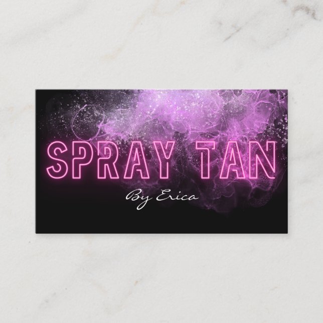 Modernes Trendrosa Neon Spray Tan Tanning Business Visitenkarte (Vorderseite)