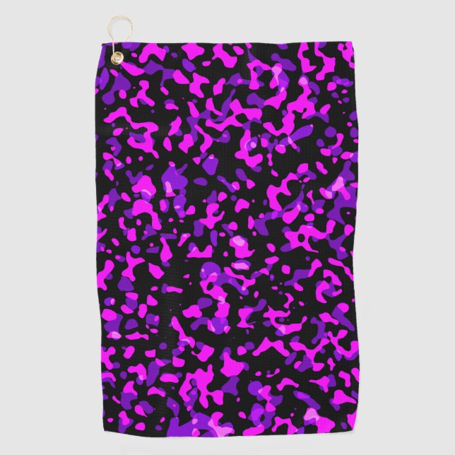 Modernes Trendrosa und Lila Camouflage-Muster Golfhandtuch (Vorderseite)