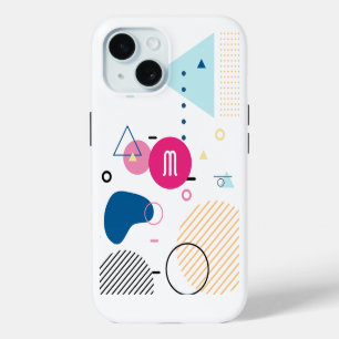 Modernes, trendy Abstrakt Geometric Art Monogram iPhone 15 Hülle