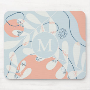 Modernes, trendy Abstraktes Monogramm botanischer  Mousepad