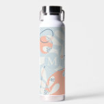 Modernes, trendy Abstraktes Monogramm botanischer  Trinkflasche<br><div class="desc">Abstrakte botanische Kunst in Pastelltönen,  blau und pfirsichfarben personalisiert mit Initialzündung.</div>