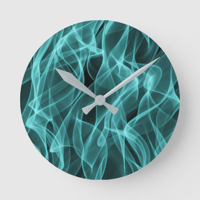 Modernes, trendy Aquamarines Abstraktes Muster Runde Wanduhr (Vorderseite)