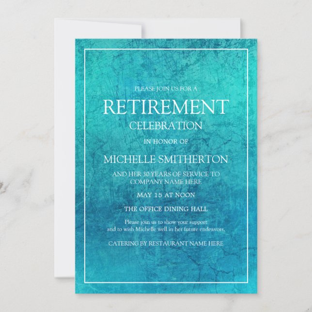 Modernes trendy Aquamarines Türkis Retirement Part Einladung (Vorderseite)