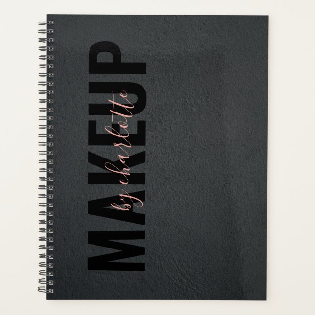 Modernes Trendy Black Pink Terminologiebuch Planer (Vorderseite)