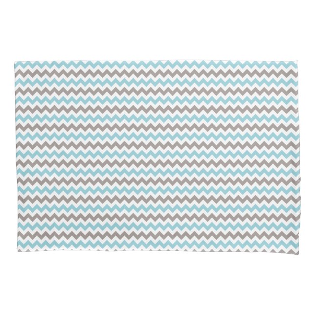 Modernes trendy Blue Grau Zickzack Muster Kissenbezug (Vorderseite)