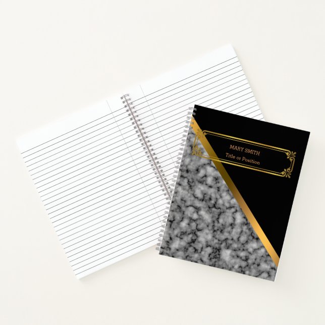Modernes Trendy Elegante Marble Gold Notizbuch (Innenseite)