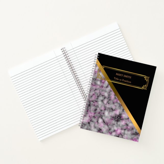 Modernes Trendy Elegante Marble Gold Notizbuch (Innenseite)