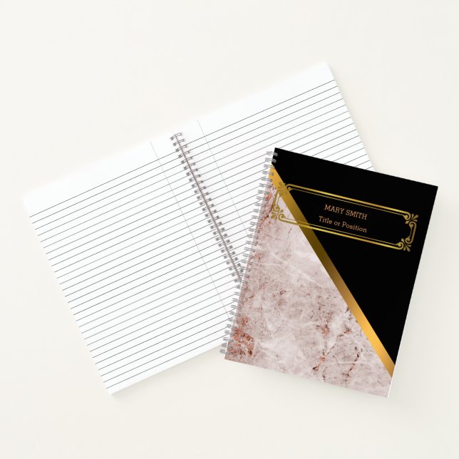 Modernes Trendy Elegante Marble Gold Notizbuch (Innenseite)