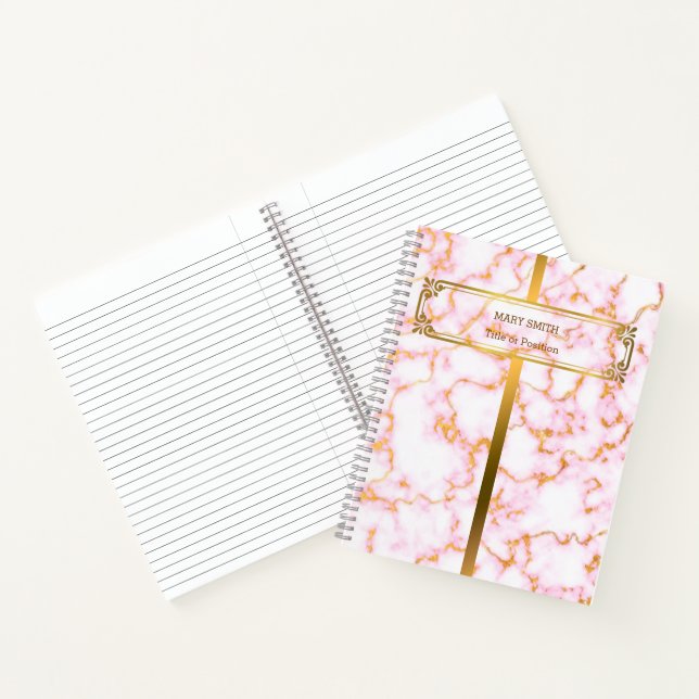 Modernes Trendy Elegante Marble Gold Notizbuch (Innenseite)