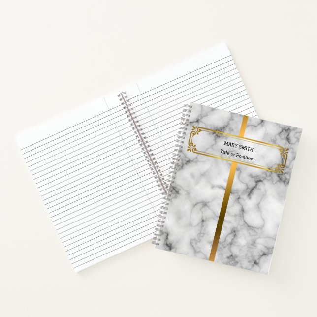 Modernes Trendy Elegante Marble Gold Notizbuch (Innenseite)