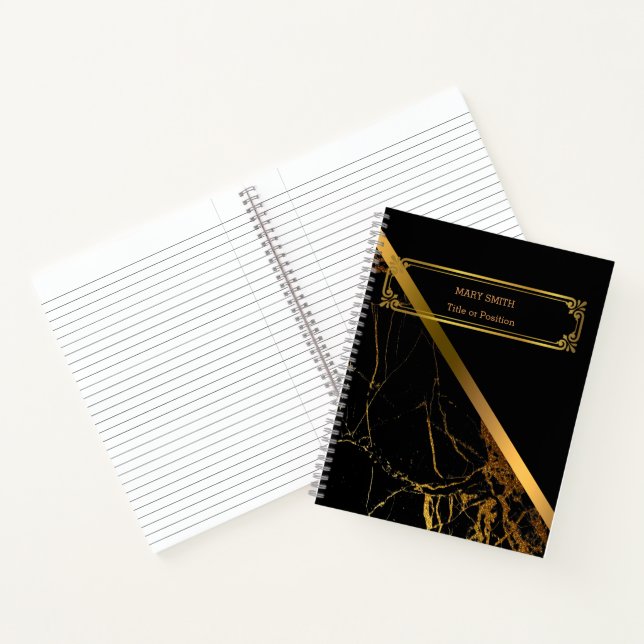Modernes Trendy Elegante Marble Gold Notizbuch (Innenseite)