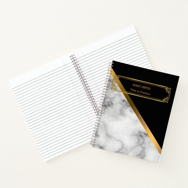 Modernes Trendy Elegante Marble Gold Notizbuch (Innenseite)