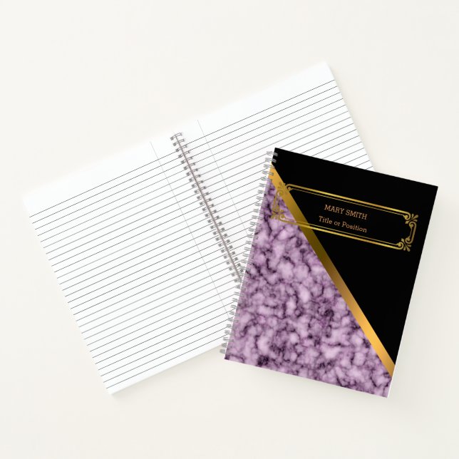 Modernes Trendy Elegante Marble Gold Notizbuch (Innenseite)