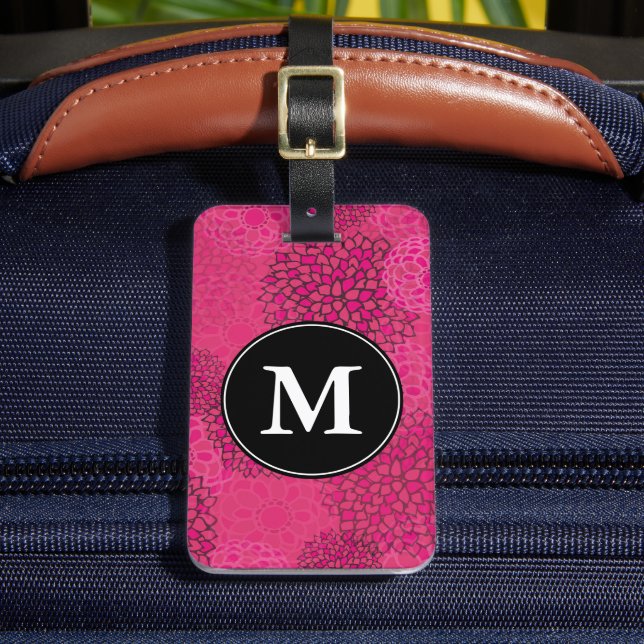 Modernes, trendy floral Muster Monogramm Gepäckanhänger (Vorderseite Insitu 2)