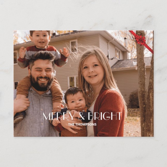Modernes trendy Foto Frohe und helle Weihnachten (Vorderseite)