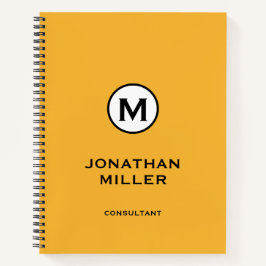 Modernes, trendy-gelbes Monogramm Notizbuch
