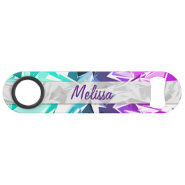Modernes Trendy Lila und Aquamarines Fraktal Geo M Speed Flaschenöffner