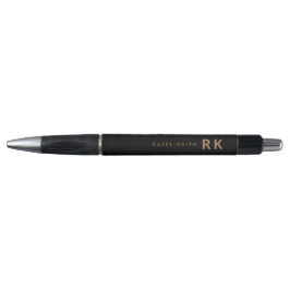 Modernes, trendy Minimalistisch Black Gold Two Mon Kugelschreiber