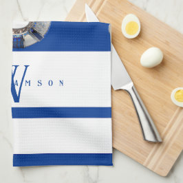 Modernes trendy Mit Monogramm nautisches Blau und Geschirrtuch