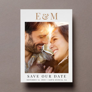 Modernes trendy Monogram Foto Save The Date