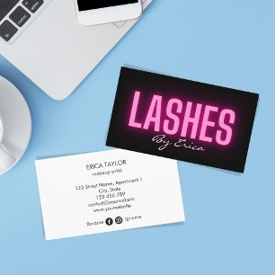 Modernes Trendy Pink Neon Lashes Business Car Visitenkarte