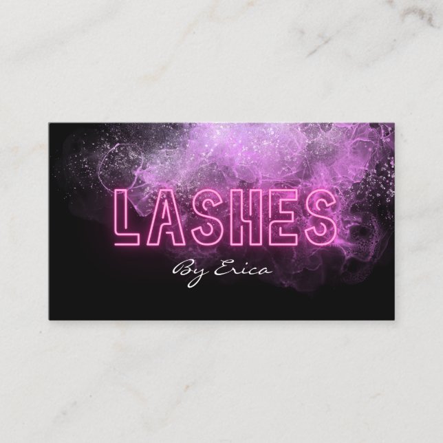 Modernes Trendy Pink Neon Lashes Business Car Visitenkarte (Vorderseite)