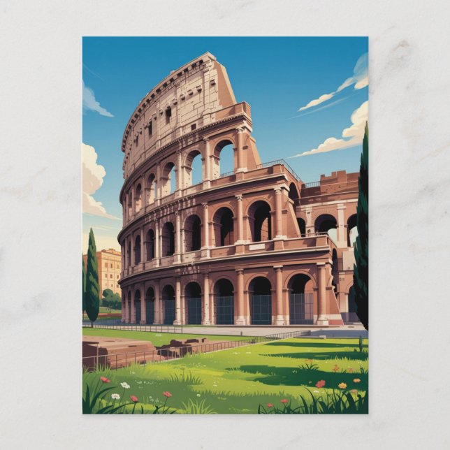 Modernes Trendy Rom Italien Kolosseum Postkarte (Vorderseite)