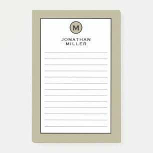Modernes, trendy Sage Green Monogram Linse Post-it Klebezettel