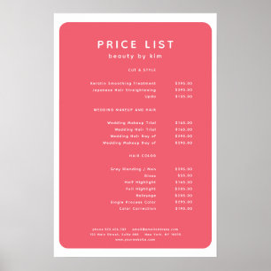 Modernes, trendy, Salon Price List Poster