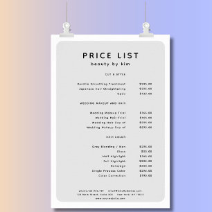 Modernes, trendy, Salon Price List Poster