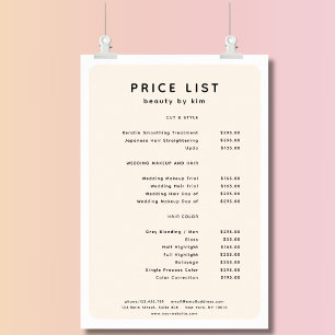 Modernes, trendy, Salon Price List Poster
