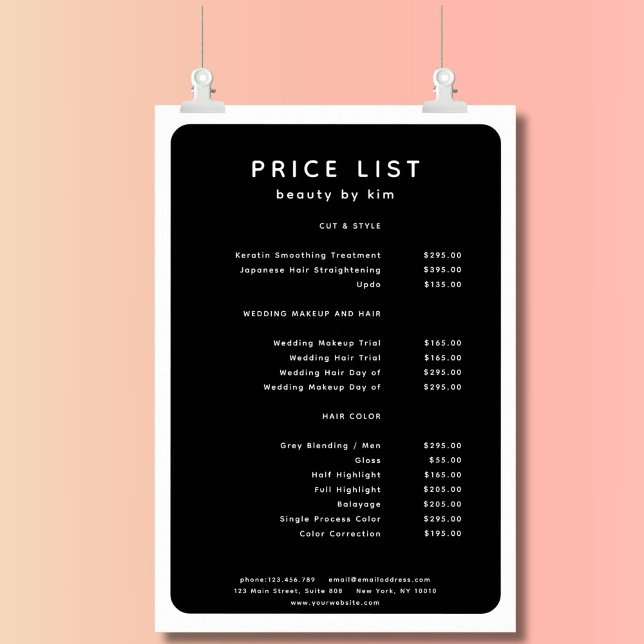 Modernes, trendy, Salon Price List Poster (Modern, Trendy, Salon Price List Poster)