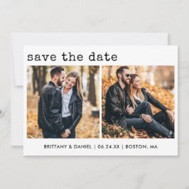 Modernes, trendy Schreibmaschine Text 2 Foto Save The Date