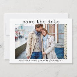 Modernes, trendy Schreibmaschine Textpaar Foto Save The Date