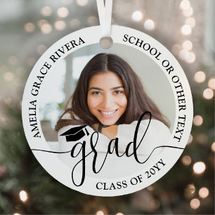 Modernes, trendy Script 2 Round Fotos Abschluss Ornament Aus Metall