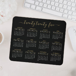 Modernes, trendy Script Black Gold 2023 Kalender Mousepad