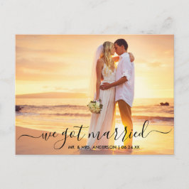 Modernes trendy Script-Foto Wir Got Verheiratet Postkarte