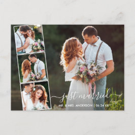 Modernes, trendy Script nur verheiratet 4 Foto Postkarte