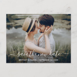 Modernes Trendy Script Rette das neue Date Foto Postkarte
